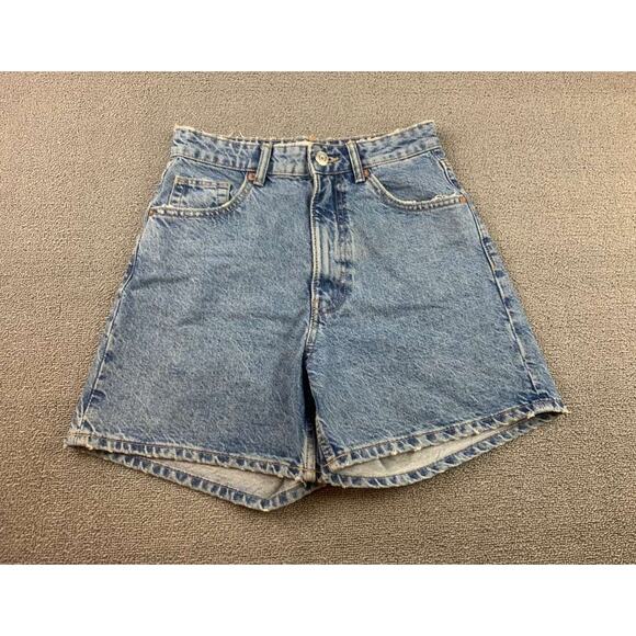 Zara Denim Shorts Women 4 High Rise Light Wash Classic 5 Pocket - Picture 1 of 10